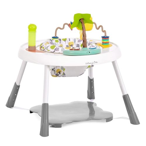 Dream On Me Curio Sit N Seek Baby Activity Center in Lime, 2 in 1 Activity Center and Play Table with 3 Detachable Toys and Music, 3 Level Height Adjustable Positions Activity Center for Baby