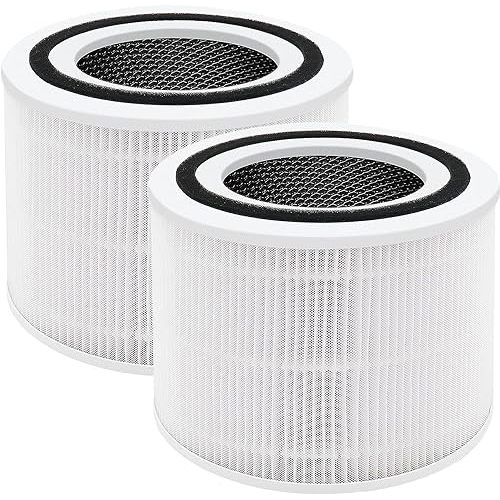 for LEVOIT Core 300 Air Purifier Pets True Replacement Filter Compatible with Core 300S Toxin Absorber Filter High-Efficiency Activated Carbon 3-in-1 Pre-Filter, Core300-RF, 2 Pack,White