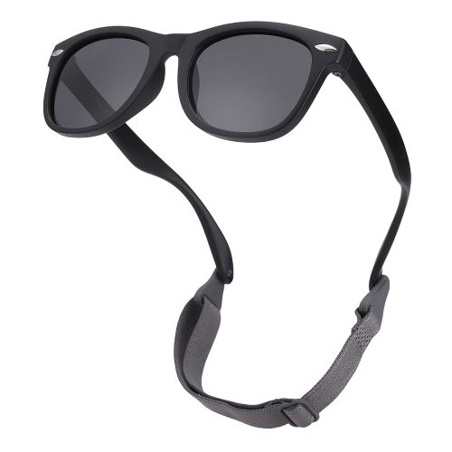 COASION Bendable Flexible Polarized Baby Sunglasses with Strap for Newborn Infant Boys Girls Age 0-24 Months CA9018