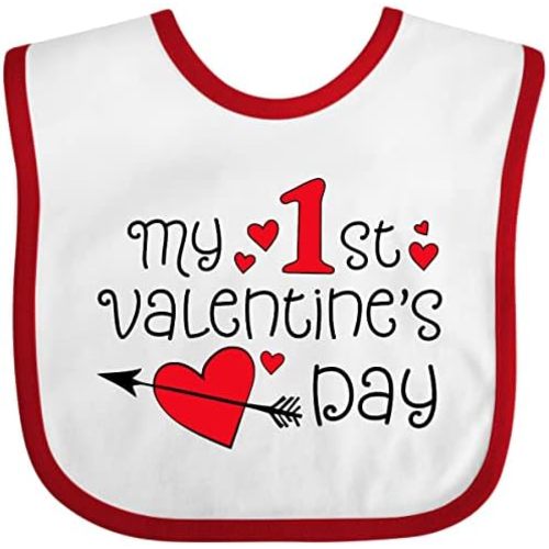 inktastic My First Valentines Day Red Hearts and Arrow Baby Bib