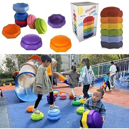 Miss ivy's Balance Stepping Stones for Kids and Also a Stacking Blocks Toy, Balance River Stones for Promoting Children's Coordination Skills Obstacle Courses Sensory Toys for Toddlers