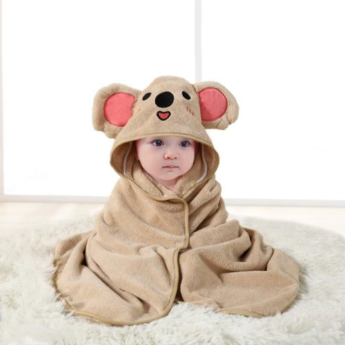 Gucilulu Hooded Baby Towel - Premium Soft Bath Towel for Baby, Newborn,Infant - Ultra Absorbent,Natural Baby Stuff Towel, Soft Coral Velvet Coral Fleece Bath Towel for Boys and Girls (Big Ear Koala)