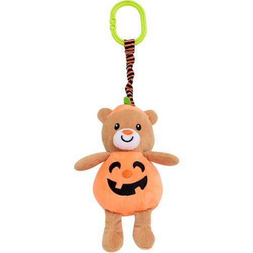 Baby Starters Magic Years Halloween Bear Chime Toy with Pull and Jiggle Vibration Feature and Travel Hook, Orange Pumpkin, 9 inch