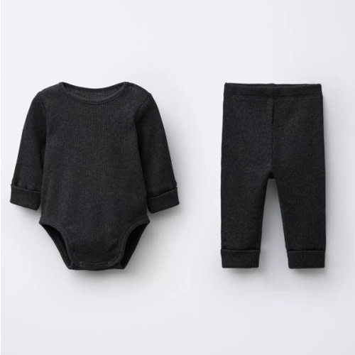 WAFFLE BODYSUIT AND LEGGING SET - Anthracite grey | ZARA United States