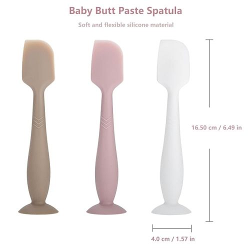 3-Pack Baby Diaper Cream Spatula - Baby Diaper Rash Cream Applicator for Butt Paste Diaper Cream - Diaper Cream Brush for Newborn Baby Essentials (grey, pink, white)