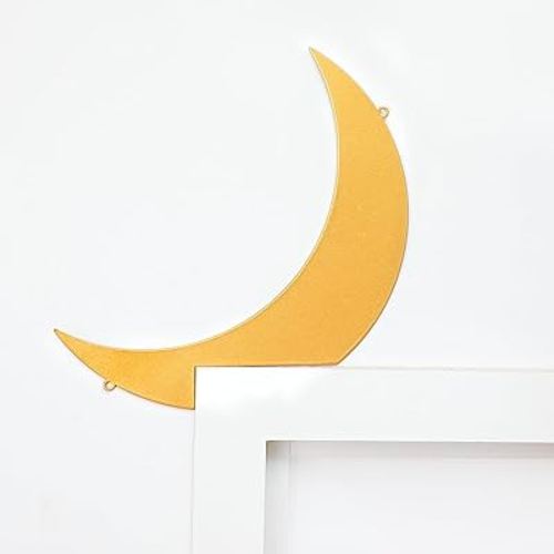 Metal Door Frame Decor 9.84 Inches Golden Sun and Moon Door Corner Sign Sun and Moon Wall Art Boho Sun Moon Home Decor for Indoor Outdoor Door Window Home Office (Moon)