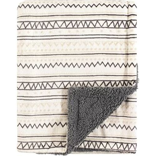 Hudson Baby Unisex Baby Plush Mink and Sherpa Blanket, Aztec, One Size