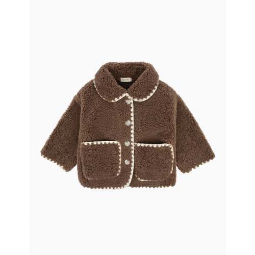 Paddy Faux Sherpa Fleece Coat in Brown