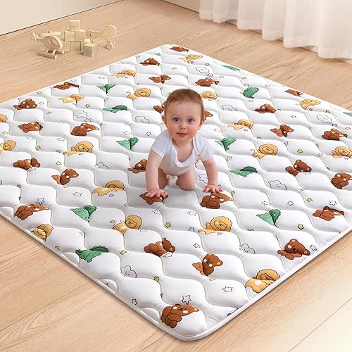 Premium Foam Baby Play Mat 50" X 50", Thicken One-Piece Crawling Mat, Non-Slip Cushioned Baby Playmats for Infants, Babies, Toddlers, Foldable and Machine Washable