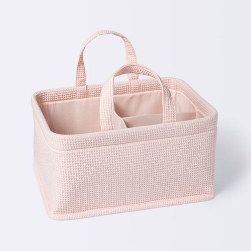 Waffle Weave Rectangular Diaper Caddy With Handles - Cloud Island™ Pink