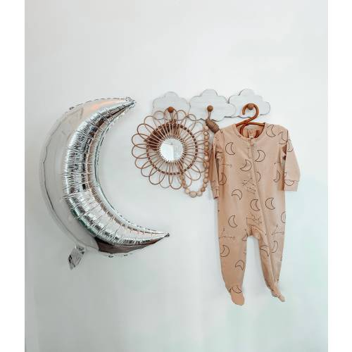 Neutral Moon & Constellation Footie Baby Pajama Footed Pajama Footsie Pajama with Grip