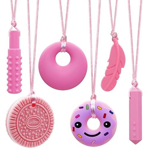 Chew Necklaces for Sensory Kids, Silicone Chewy Necklace for Children with Autism, ADHD, SPD, Chewing, Oral Motor Therapy Sensory Toys