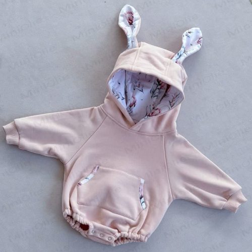 Baby Floral Rabbit Ears Hooded Bodysuit