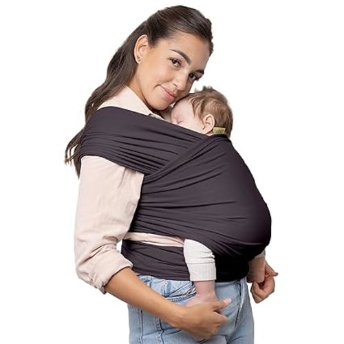 Boba Baby Wrap Carrier – Original Baby Sling Carrier for Newborns (7–35 lbs), Soft, Secure, Hands-Free & Ergonomic, Ideal for Comfortable Bonding, New Parents (Serenity Charcoal)
