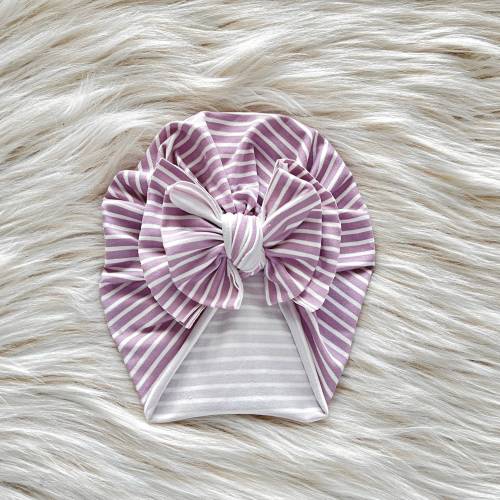 Baby Turban Modern Bow Hat in Purple Stripes, Turban Bow Hat, Turban Top Knot Hat, Baby Hat, Baby Turban, Messy Bow Turban