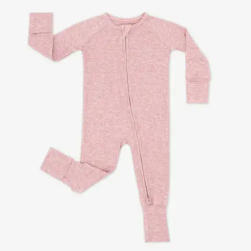 Heather Mauve Ribbed Zippy - Little Sleepies