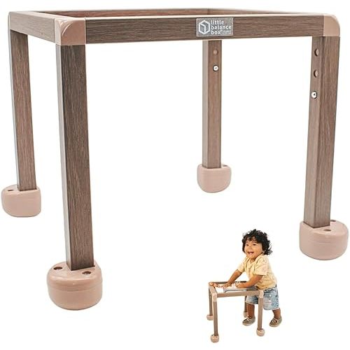 Little Balance Box Grow - Adjustable Montessori Push Pull Baby Walker & Activity Table | No Wheels, Safe Spring Feet | PT-Invented Eco-Friendly Developmental Tool for Children Learning to Stand & Walk
