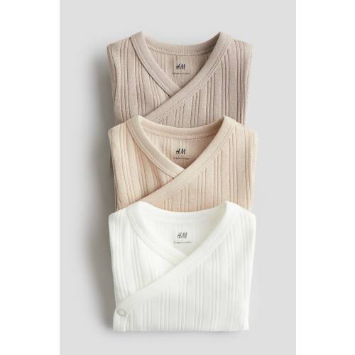 3-PACK RIBBED WRAPOVER BODYSUITS