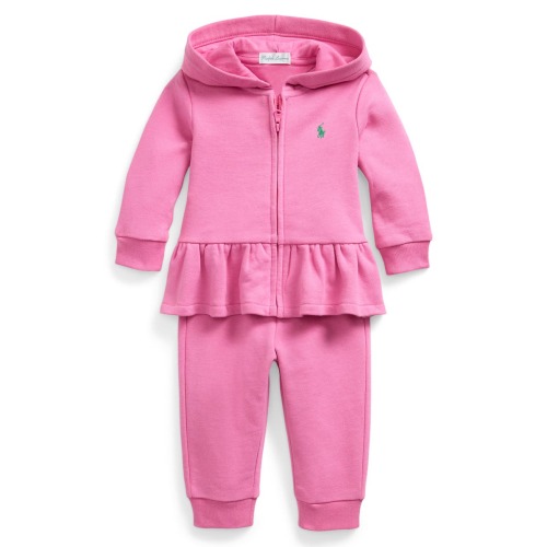 French Terry Zip-Up Peplum Hoodie & Joggers Set 18M