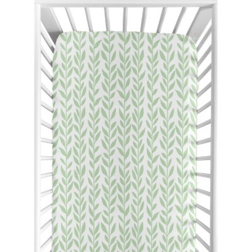 Sweet Jojo Designs Girl Baby Fitted Crib Sheet Sunflower Green and White
