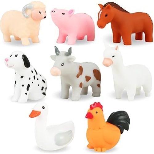 XY-WQ Bath Toys No Hole, No Hole Bathtub Toys for Infants 6-12& Toddlers 1-3, (Animal Ⅱ, 8 Pcs with Mesh Bag)