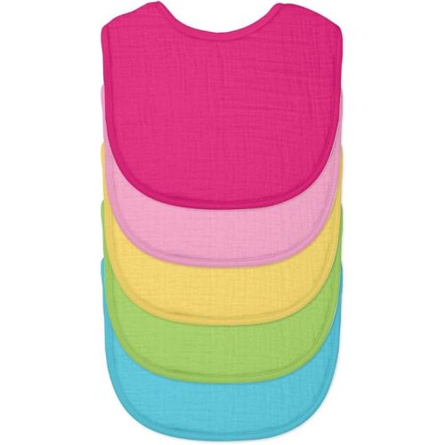 green sprouts Muslin Bibs made from Organic Cotton (5 pack)| 4 absorbent layers protect from sniffles, drips, & drools | 100% Organic cotton muslin, Adjustable snap closure, Machine washable