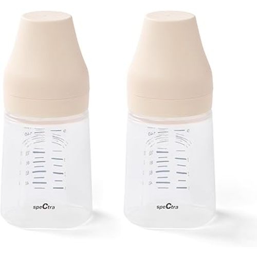 Spectra - Wide Neck Baby Bottles - Compatible with Spectra Breast Milk Pump Flanges (Pack of 2)