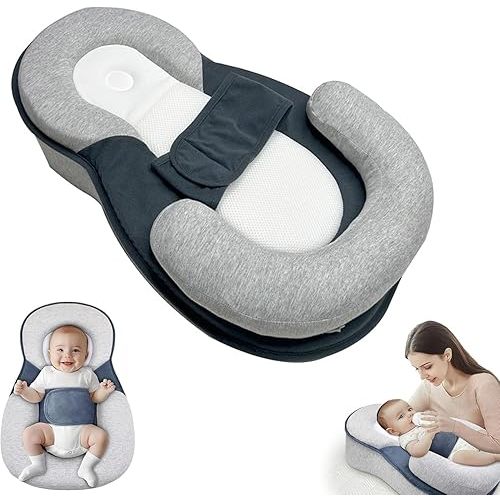 Baby Lounger Pillow for Infant Support Cushion Reflux Breastfeeding Pillow, Bottle Feeding, Tummy Time, Adjustable Baby Wedge Lounger Pillow for Reducing Spit-Up