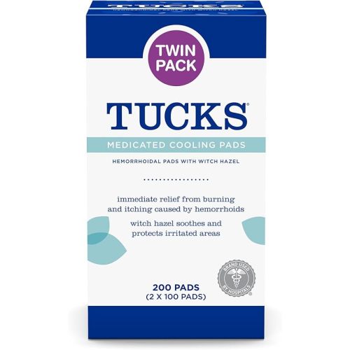 TUCKS Medicated Cooling Pads, 200 Count - Witch Hazel Pads for Sensitive Areas, Cleanse and Protect from Irritation