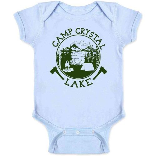 Pop Threads Camp Crystal Lake Counselor Shirt Vintage Costume Baby Toddler Kids Girl Boy T-Shirt - 6 Months - Infant | Light Blue