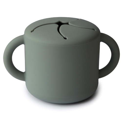 Mushie Silicone Snack Cup, Dried Thyme - Spill-Proof, BPA-Free Food Container for Toddler