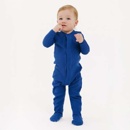 symphony blue waffle modal magnetic parent favorite footie | 0-3