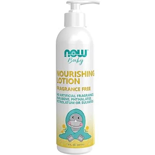 NOW Baby, Nourishing Baby Lotion, Fragrance Free, Paraben Free, 8 Fluid Ounces