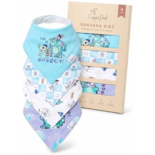 Copper Pearl Baby Bibs 4 Pack, Printed Bandana Drool Bibs for Baby Girl & Boy, Soft Cotton Drooling Teething Bibs