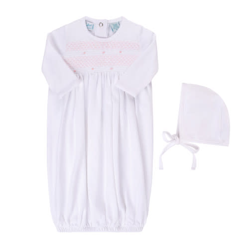 Baby Smocked Bullion Gown with Bonnet