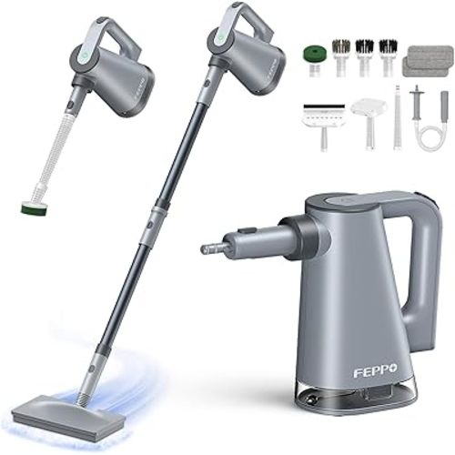 FEPPO Steam Mop with Detachable Handheld Steam Cleaner for Home and Floor Cleaning, 10-in-1 Multi-purpose Attachments & 2 Pads, Powerful Steamer for Floors, Hardwood, Tiles,Grout,Windows,Kitchen,Bath
