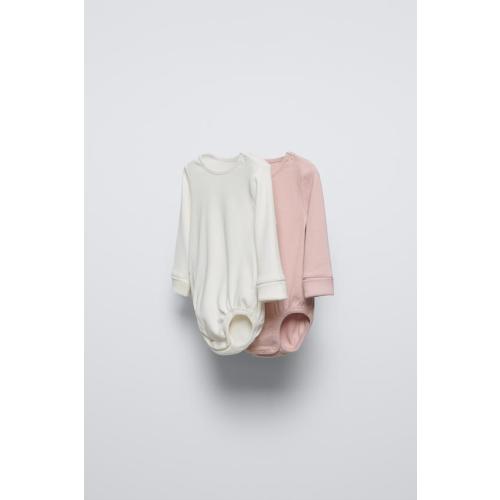 PACK OF TWO RIB BODYSUITS - Pink | ZARA United States