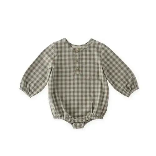 Flannel Long Sleeve One-Piece - Sage
