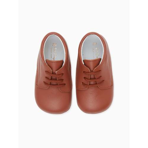Dark Tan Leather Baby Booties