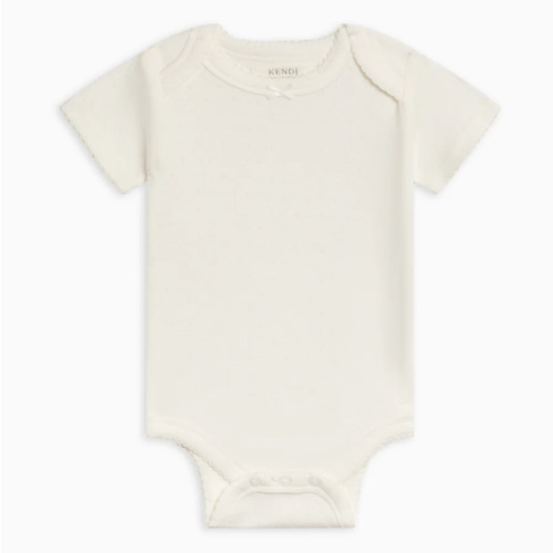 KENDI | 0-3 Month Josie Pointelle Bodysuit in Coconut