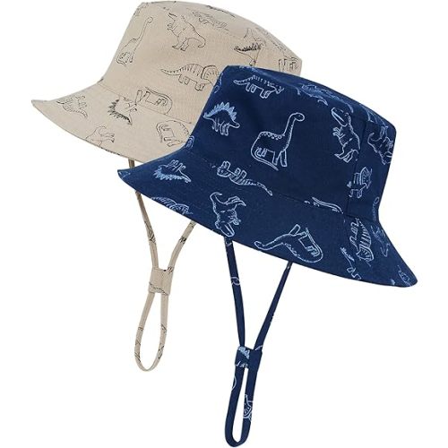 Durio Baby Toddler Sun Hat Kids Bucket Hats UPF 50+ Sun Protection Summer Beach Hat for Infant Baby Boy Girl Gifts 2Pack