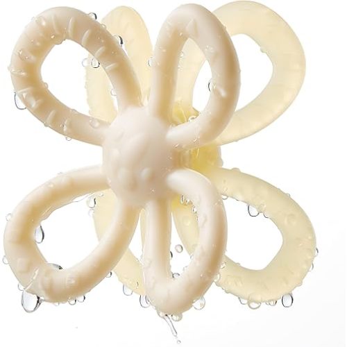 Teething Toys, Silicone Teether Relief Soothing Sore Gums, Baby Chew Toys, Baby Toys 3-12 Months Beige
