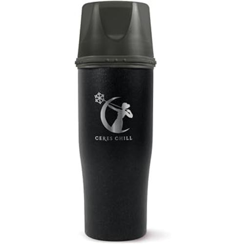 CERES CHILL Mini Breastmilk Chiller Demigoddess, Reusable Breastmilk Storage Container, Keeps Milk at Safe Temperatures for Up to 16 Hours,Bottle Cooler,Connects W/Most Major Pumps (Shimmering Black)