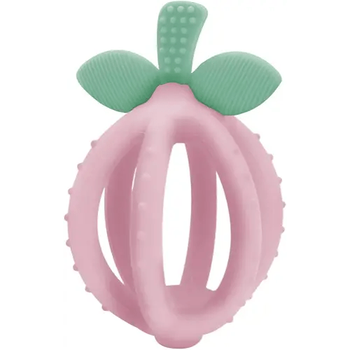 Itzy Ritzy Teething Ball & Training Toothbrush - Silicone, BPA-Free Bitzy Biter Lemon-Shaped Teething Ball Featuring Multiple Textures to Soothe gums & an Easy-To-Hold Design, Pink Lemonade