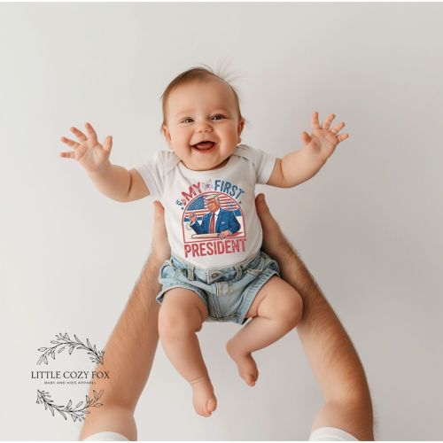 My First President Baby Outfit –Patriotic Bodysuit–USA Onesie–Trump Baby Gift