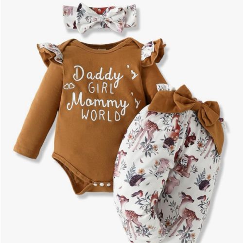 AMAWMW Newborn Baby Girl Clothes Infant Baby Ruffle Romper Pants Summer Outfits 4PCS Gifts Set Toddler Girls' Clothing