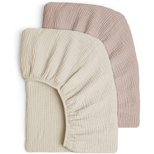 Lulu moon Muslin Crib Sheets - Fitted Crib Mattress Sheets for Boys and Girl - 28"x 52", 2 Pack (Cream & Sand)