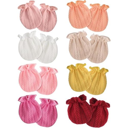 Newborn Baby Mittens No Scratch Cotton Elastic Wrist Gloves Infant Toddler Mittens for Baby Boy Girl 0-6 Months