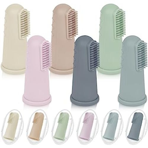 Baby Toothbrush Set, 6 Pcs Soft Infant Finger Toothbrush with 6 Boxes, Newborns Toddler Silicone Baby Tooth Brush 0-6 Months 6-12 Months