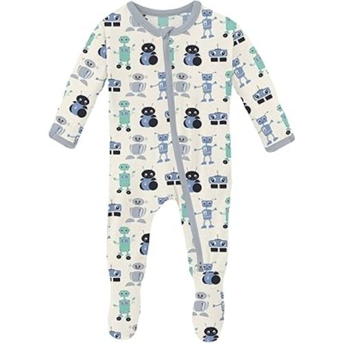 KicKee Print Footie with Zipper, Super Soft One-Piece Jammies, Seasonal Sleepwear for Babies and Kids, Spring 3 Collections